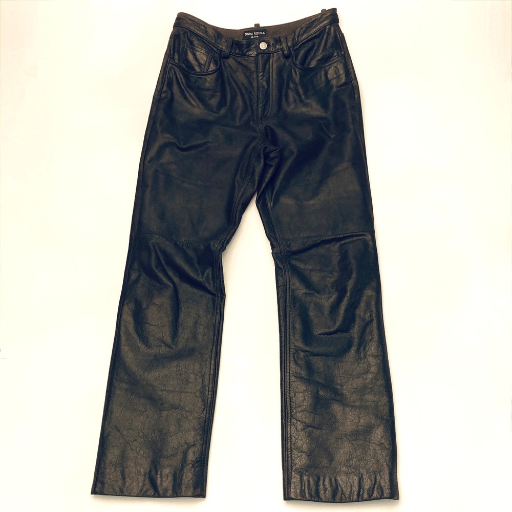 Vintage Banana Republic Brown Leather Pants Womens 10 90s Lined 30"‎ Waist
